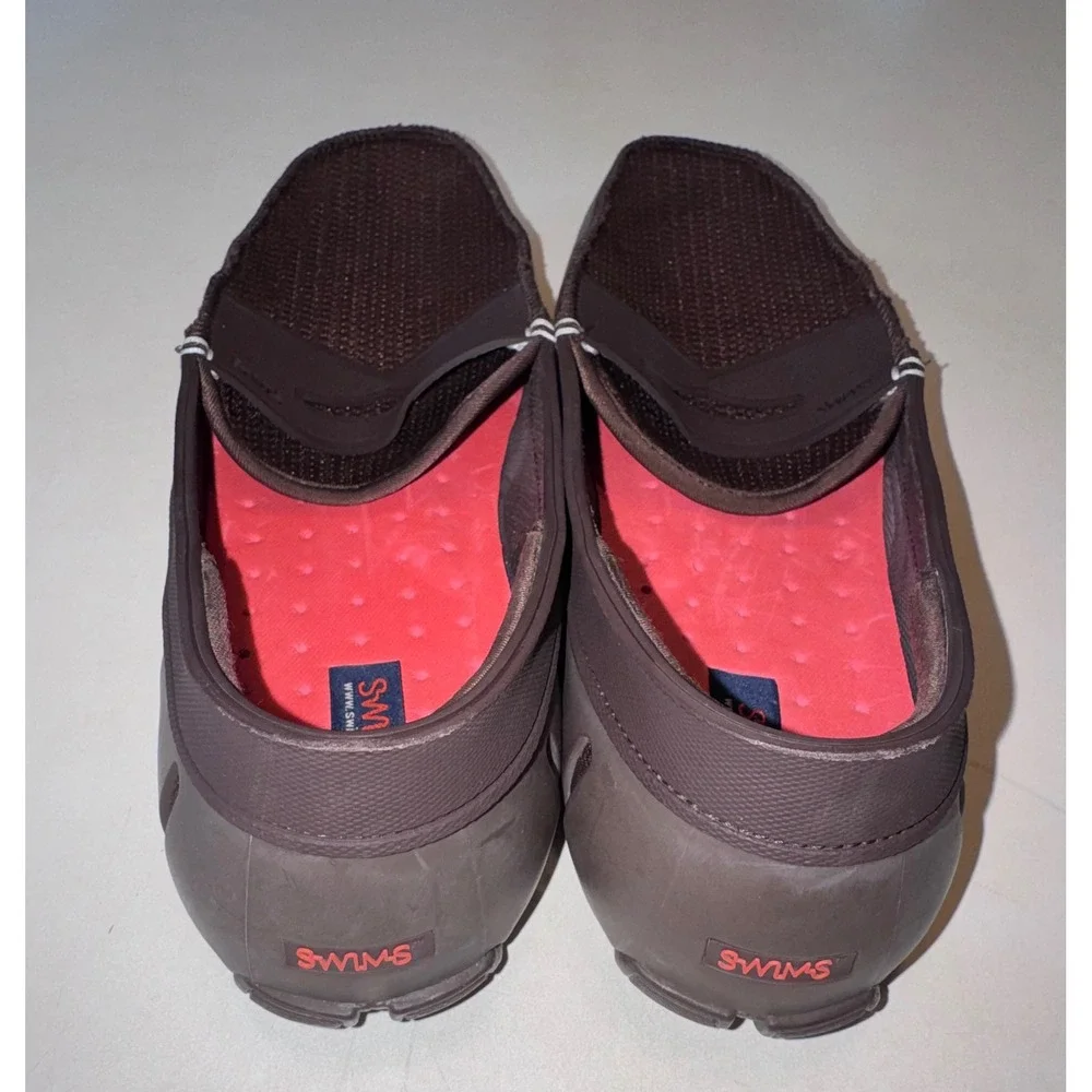 Swims Men's Penny Loafers Brown Rubber Boat Slip On Mesh Water Shoes Size 10